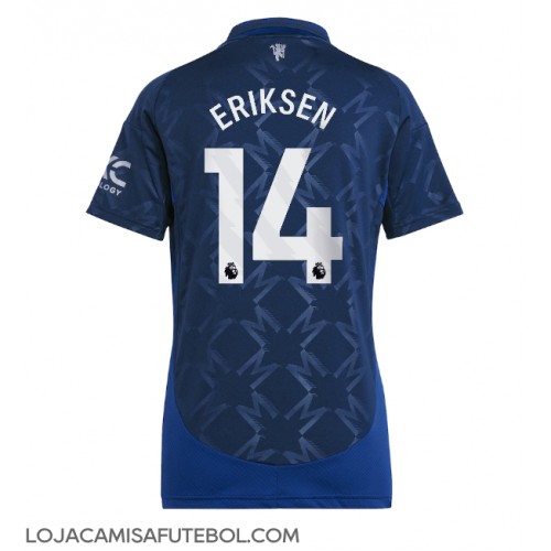 Camisa de Futebol Manchester United Christian Eriksen #14 Equipamento Secundário Mulheres 2024-25 Manga Curta